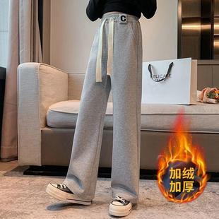 女童裤子阔腿裤春装新款女大童休闲裤女孩薄绒卫裤儿童加厚运动裤