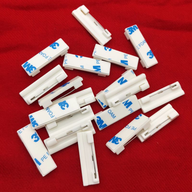 12*40MM特大号背胶别针胸针双色板亚克力工号牌胸牌1徽章配件自粘