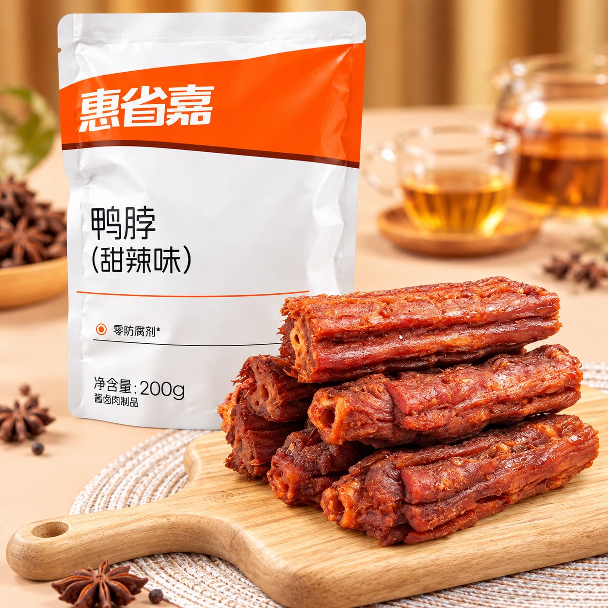 临期惠省嘉鸭脖甜辣味老卤手撕鸭脖孜然香辣味即食下饭下酒菜休闲