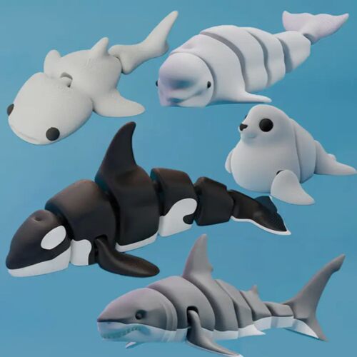 3D打印海洋动物模型摆件鲨鱼鲸鱼