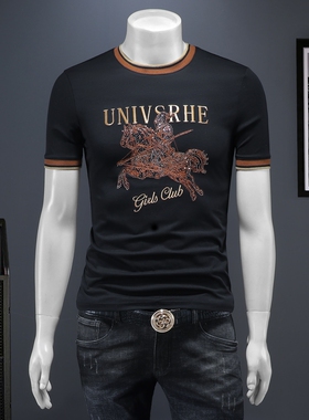 2025夏季欧货 IUIUG轻奢潮流刺绣丝光棉短袖t恤男 D320-88073-P75