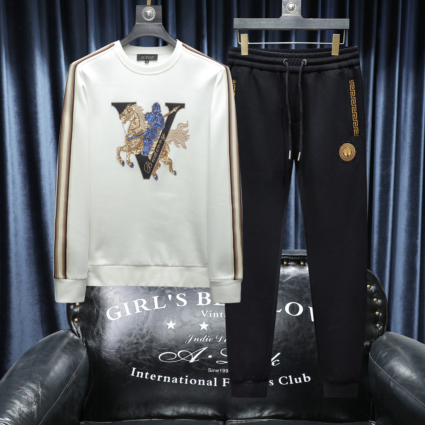 2025秋冬新款IUIUG轻奢潮流卫衣男休闲运动套装D320-T88161-P260,男装卫衣,电商D320-1