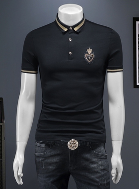 2025夏季欧货 IUIUG轻奢潮流刺绣丝光棉短袖t恤男 D320-88048-P80