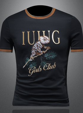 2025夏季欧货 IUIUG轻奢潮流刺绣丝光棉短袖t恤男 D320-88028-P75