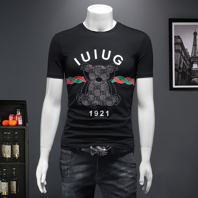 2023欧洲站夏季新款IUIUG潮流丝光棉短袖t恤男D320-87045-P75，男装T恤，电商D320-1