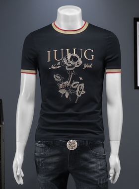 2025夏季欧货 IUIUG轻奢潮流刺绣丝光棉短袖t恤男 D320-88040-P75