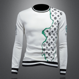 2025秋冬新款 IUIUG圆领刺绣休闲卫衣打底衫镂空D320-87371-P125,男装T恤,电商D322