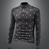 2025秋冬新款IUIUG轻奢潮流高领卫衣打底衫镂空D320-87887-P100，男装T恤，电商D322