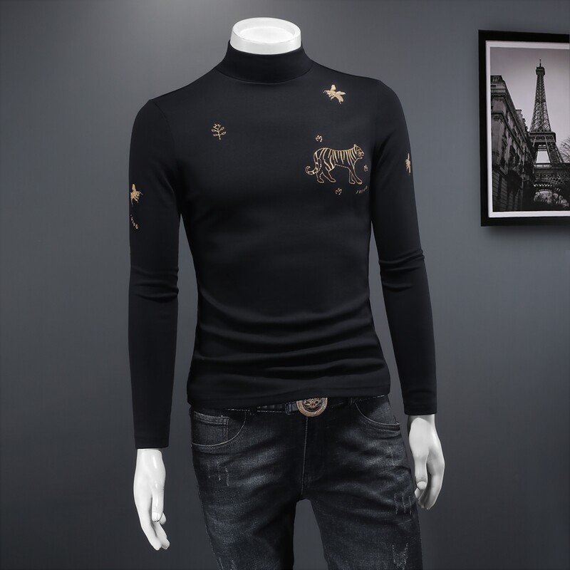 2023秋冬新款IUIUG轻奢品质半高领双面绒打底衫D322-87487-P100,男装卫衣,电商D320-1