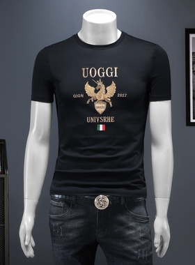 2025夏季欧货 IUIUG轻奢潮流刺绣丝光棉短袖t恤男 D320-88008-P75