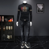 2025秋冬新款IUIUG轻奢潮流高领卫衣打底衫假模D320-87563-P100，男装T恤，电商D322