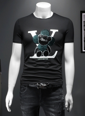 2026夏季IUIUG欧货时尚潮流丝光棉短袖t恤男D320-27759-实价-P55