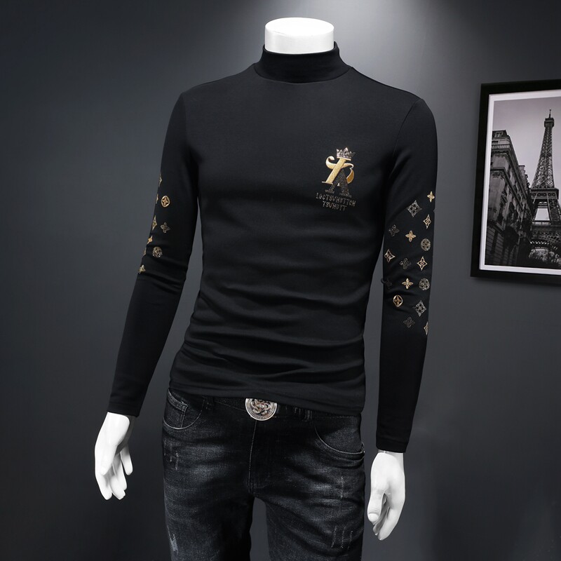 2023秋冬新款IUIUG轻奢品质半高领双面绒打底衫D322-87565-P100,男装卫衣,电商D320-1
