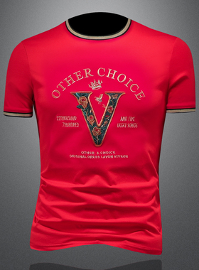 2025夏季欧货 IUIUG轻奢潮流刺绣丝光棉短袖t恤男 D320-87971-P75