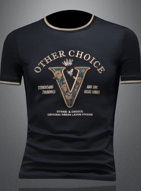 2025夏季欧货 IUIUG轻奢潮流刺绣丝光棉短袖t恤男 D320-87971-P75