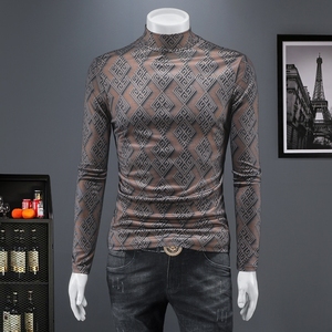 2025秋冬新款 IUIUG轻奢潮流高领卫衣打底衫假模D320-87911-P100,男装T恤,电商D322