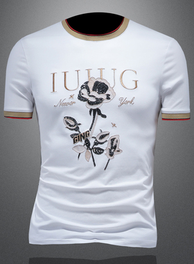 2025夏季欧货 IUIUG轻奢潮流刺绣丝光棉短袖t恤男 D320-88040-P75