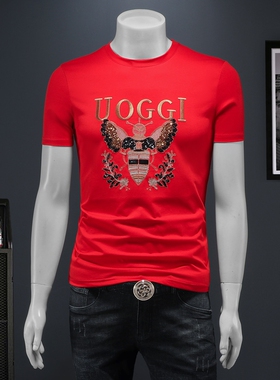 2025夏季欧货 IUIUG轻奢潮流刺绣丝光棉短袖t恤男 D320-87994-P75
