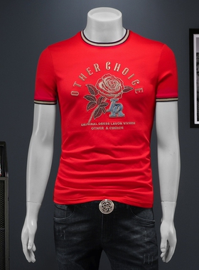 2025夏季欧货 IUIUG轻奢潮流刺绣丝光棉短袖t恤男 D320-88054-P75