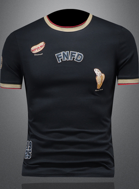 2025夏季欧货 IUIUG轻奢潮流刺绣丝光棉短袖t恤男 D320-88047-P75