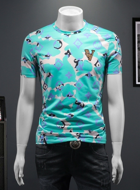 2026夏季 IUIUG欧货时尚潮流丝光棉短袖t恤男D320-87594-实价P75