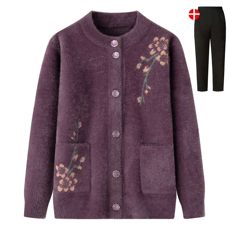 奶奶毛衣秋冬外套保暖衣服妈妈装