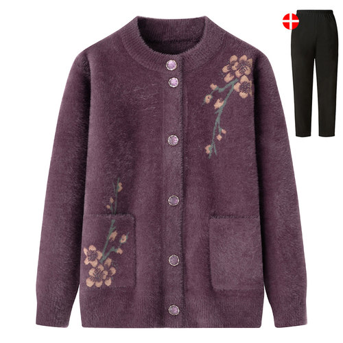 奶奶毛衣秋冬外套保暖衣服妈妈装