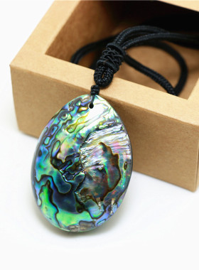 鲍鱼贝壳项链饰品吊坠新西兰进口蓝鲍毛衣链中国风秋冬百搭配饰