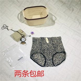 实拍古妃7553冰丝豹纹高腰束腰光滑亲肤显瘦舒适女款内裤弹力内衣