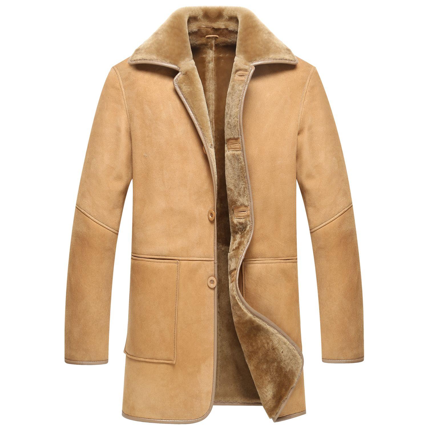 中长皮毛一体羊毛真皮衣冬款翻领