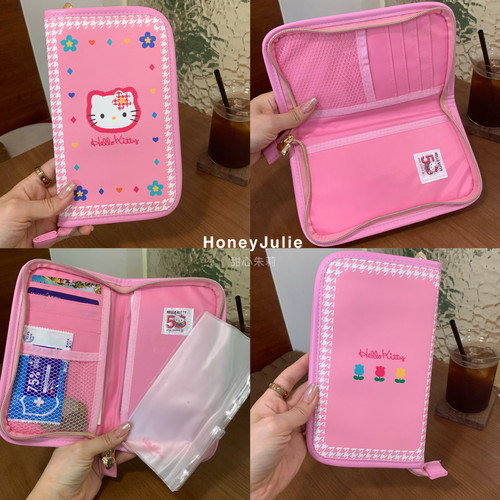 日系卡通kt小猫眯50周年手账包少女心护照包便携多隔层卡包证件包