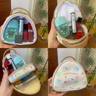 日本饭团形痛包轻松熊角落生物食物王国手提化妆包皮质可爱收纳包