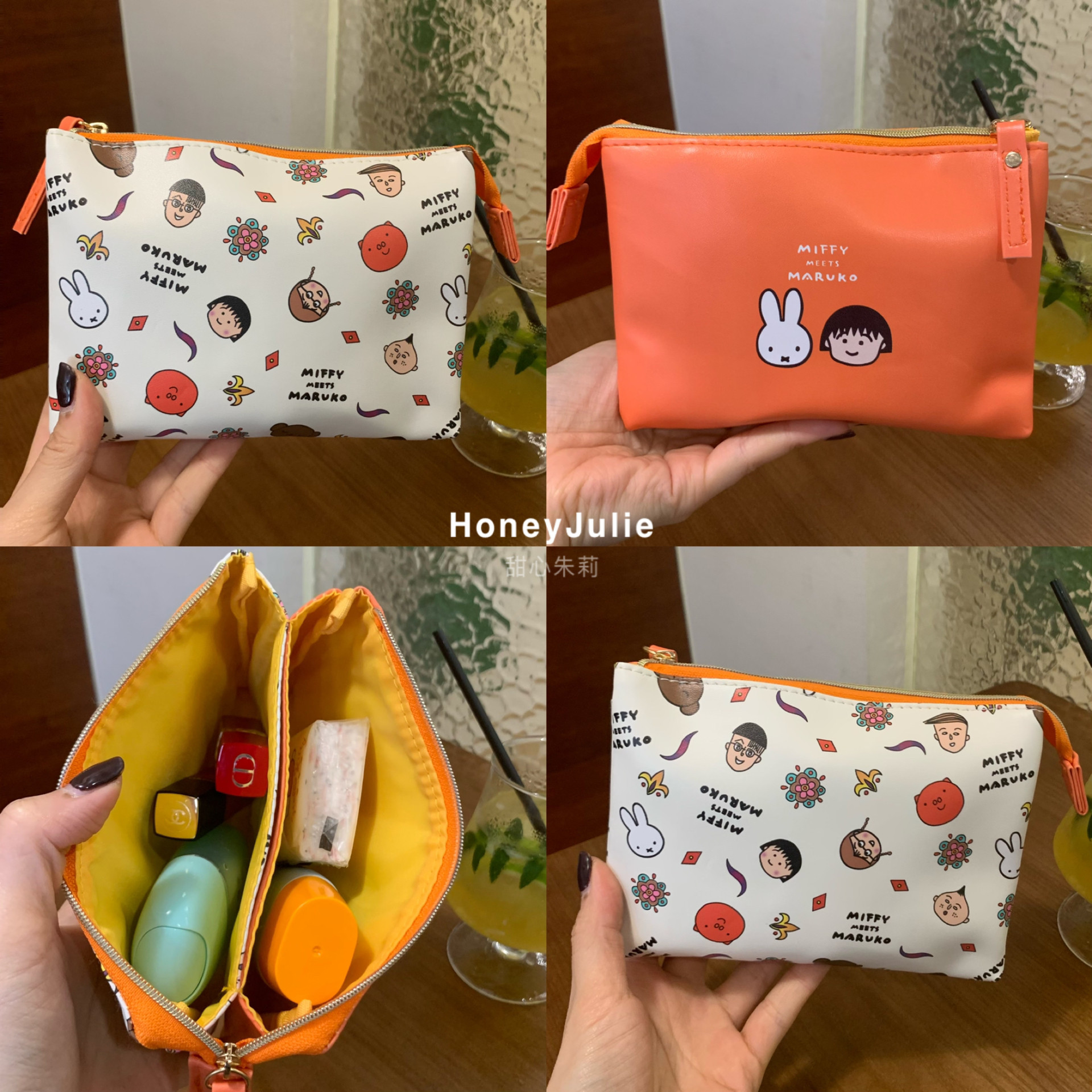 日单樱桃小丸子化妆包米菲兔化妆袋收纳包女生笔袋便携钱包杂物包