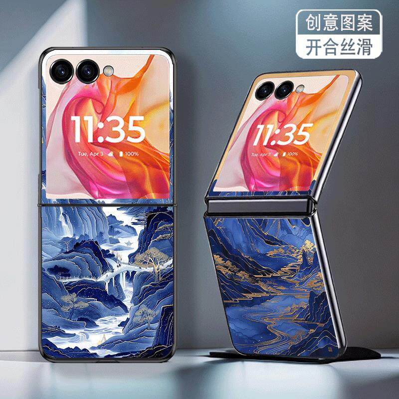 适用三星ZFlip7手机壳galaxyzflip7折叠屏防摔保护套新款蓝色山水风景画个性小创意简约高级感轻奢硬壳男女潮