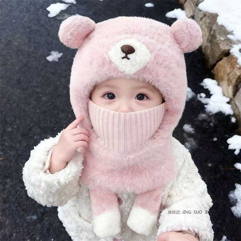 儿童冬季防风保暖毛绒围脖帽含