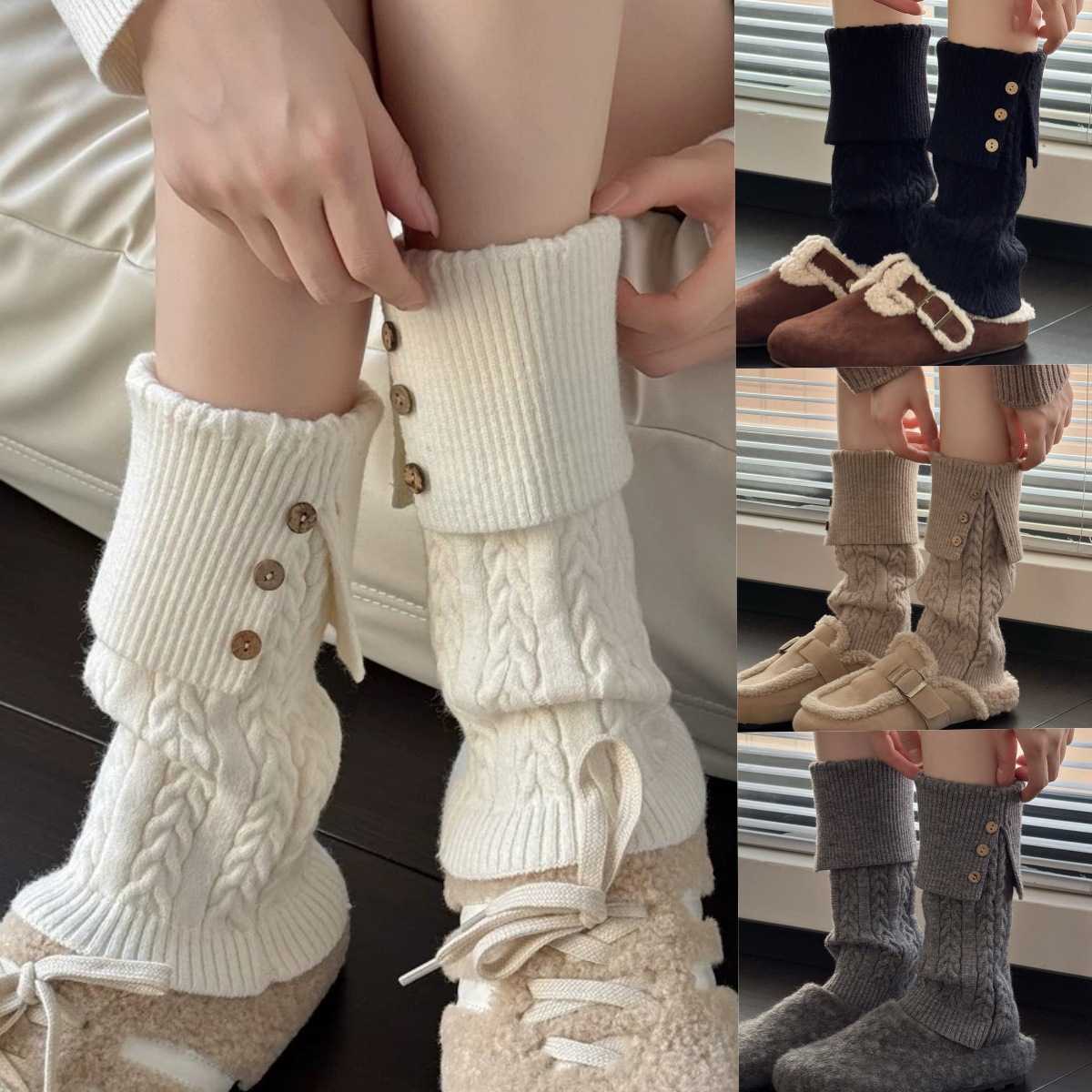纽扣装饰堆堆袜女秋冬加厚保暖