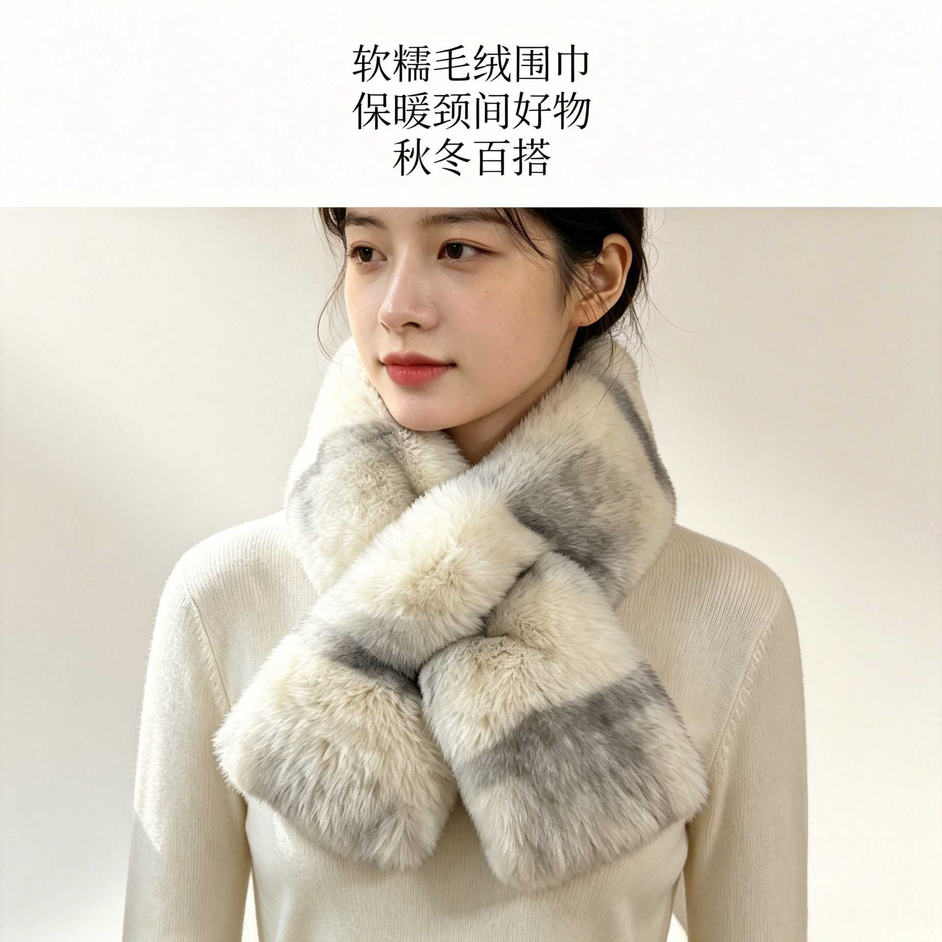 2026新款高级感加厚仿紫貂毛围巾