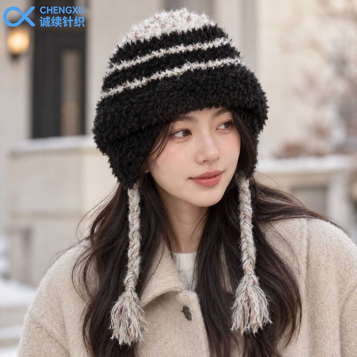 现货冬季可爱毛线女款小辫子针织
