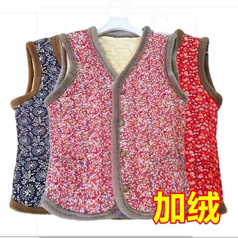 新款中老年碎花加厚棉袄女冬季