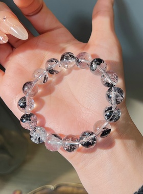 天然老矿黑闪灵黑爆闪手链