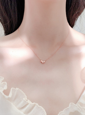 S925纯银不规则车花爱心项链