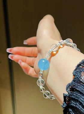 「夏日气泡」天然海蓝宝白水晶