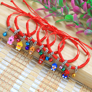 蛇年手工编织儿童宝宝手绳卡通软胶吊坠金刚结红绳手链端午节饰品