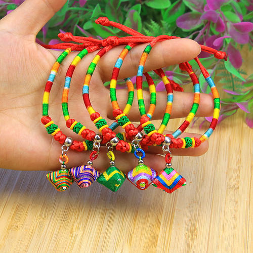 端午节丝粽绿棕绕彩线五彩绳手链