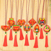 端午节五彩绳粽子虎头挂饰儿童项链平安锁香包刺绣挂脖五彩绳项链