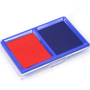 得力9865快干双色印台 财务盖章蓝色速干印泥盒 红色印尼办公会计