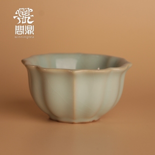 问鼎汝窑天青宝相杯经典款茶杯紫金底款杯子汝瓷茶具主人杯