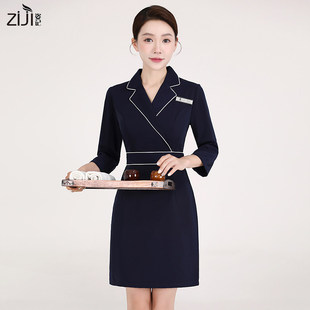 高端职业装连衣裙女冬季空姐制服spa美容师前台接待美容院工作服