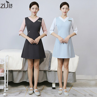 美容院美容师工作服女连衣裙气质皮肤管理师纹绣师高级职业服装秋