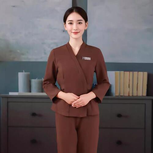 高端美容师工作服女秋季气质显瘦足浴美甲养生馆美容院技师服套装